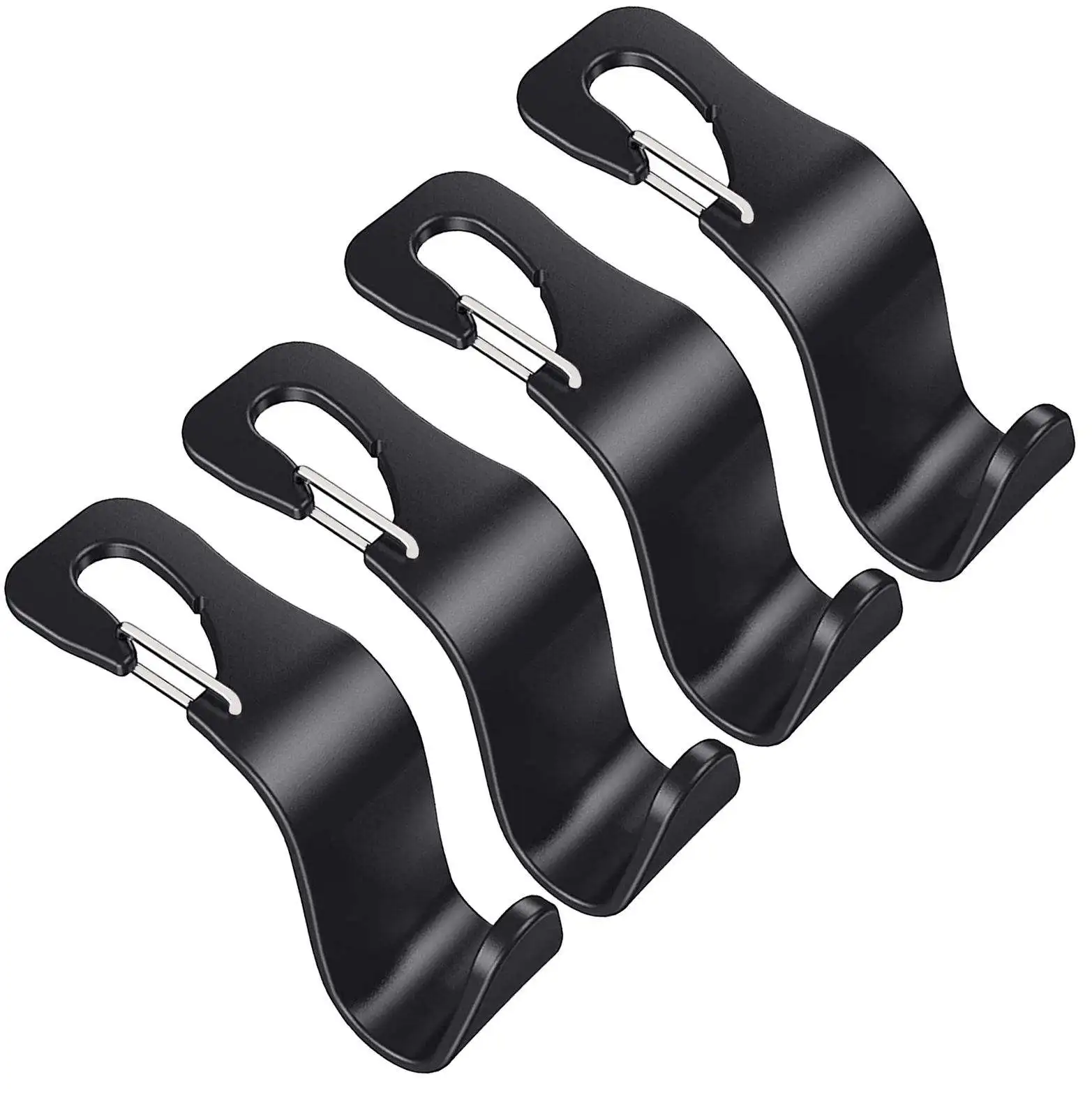 4-Pack ABS Plastic Durable Car Interior Accessory Vehicle Back Seat Headrest Hooks Hanger with Anti-Drop Clip Box Decoration
