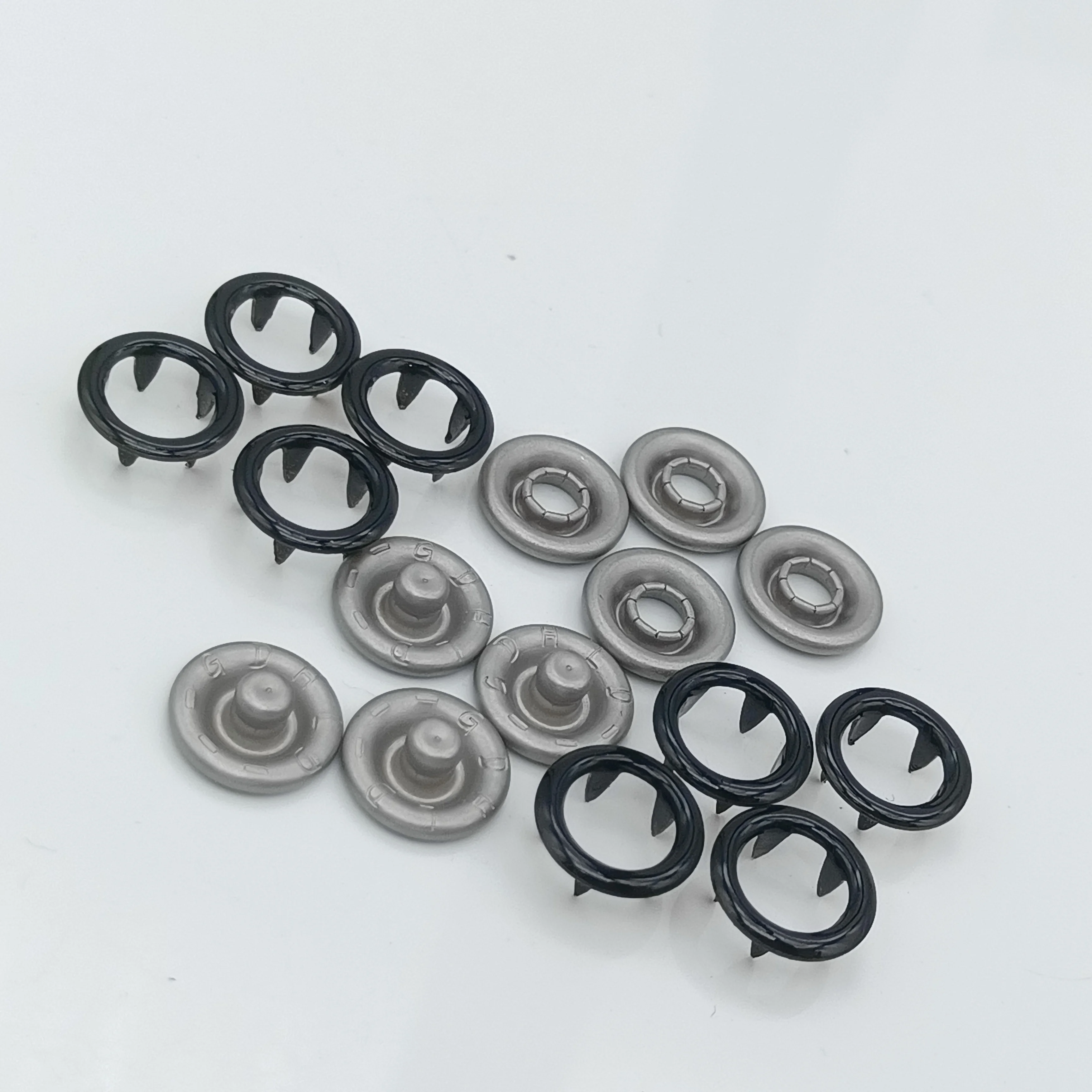 custom Matt Nickel brass ring dyeing five claw buttons double prong snap button for clothing