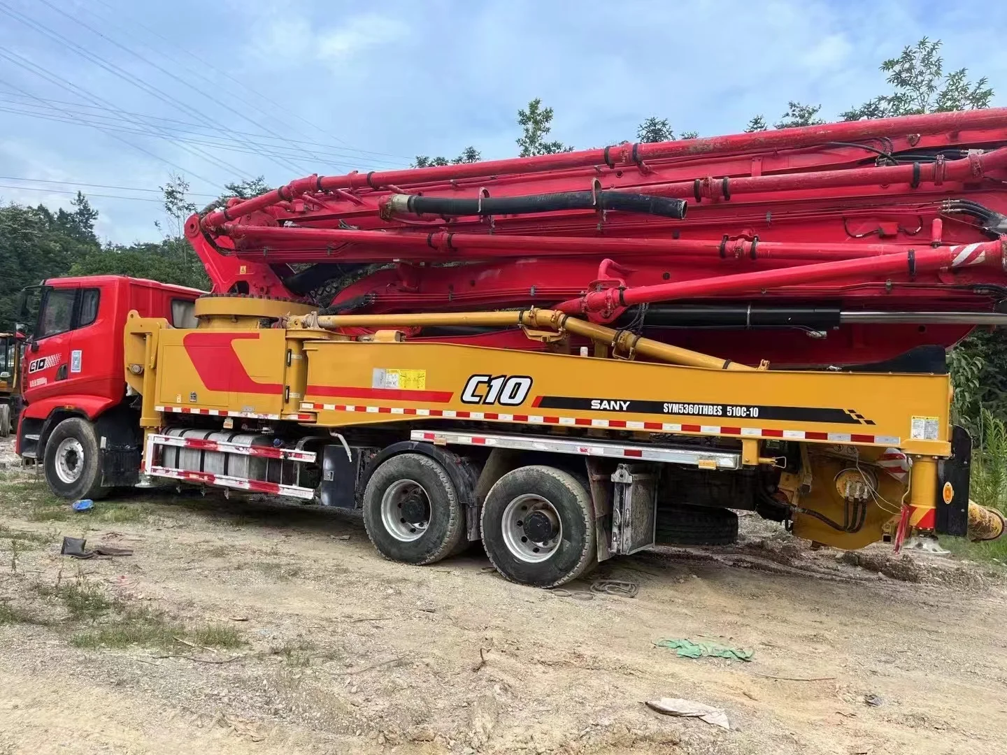 Sany Homemade 51 Meter Used Concrete Pump Truck 21 Years Old Hours Used Diesel Power Core Engine Motor Chinese Manufacturer