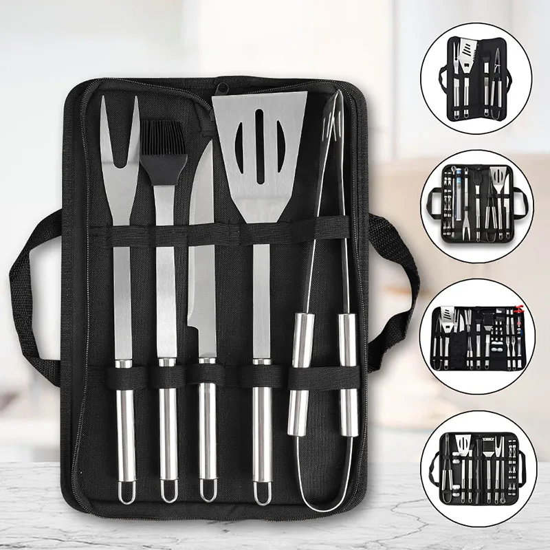 Multifunctional Stainless Steel BBQ Tool Set Thermometer Injector and Accessories for Grilling