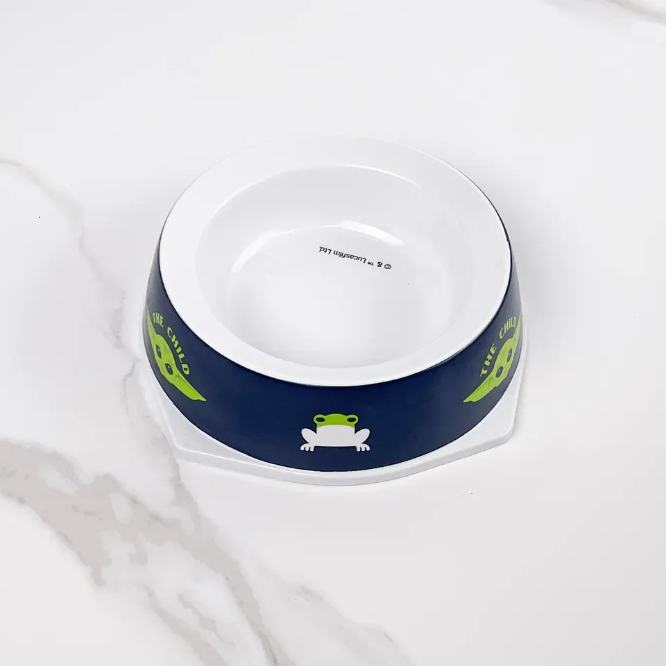 Plastic Melamine Cute Dancing Cat Design Pet Dog Bowl