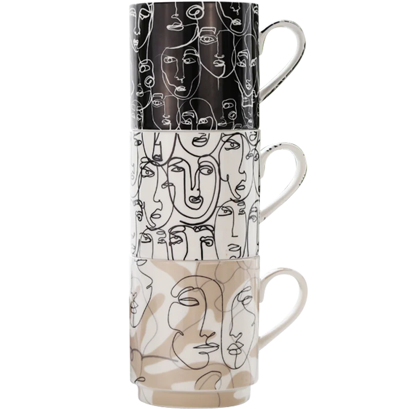 Оригинальный дизайн MG21 керамические штабелируемые чашки с авторским правом набор кофейных чашек кружек оптовая