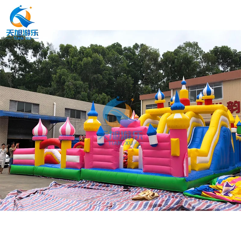 Modern Hot-Selling New Pink Inflatable Maze Labyrinth Fun City Inflatable Castillo Playground Balloon Animal Toy