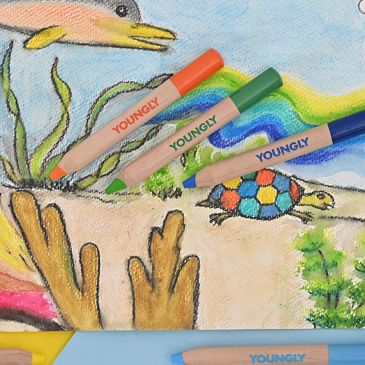 Ins Hot Product School Supplies Coloring Non-Toxic 6 Colors Crayons With Sharpener