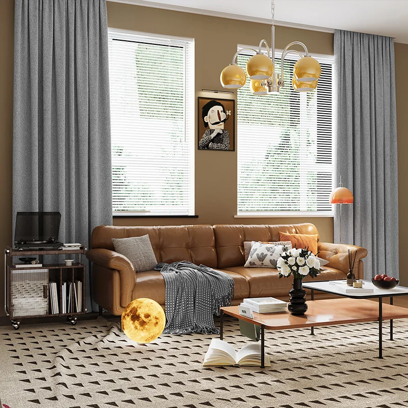Luxury window blackout fabric linen curtains for the living room house children kids bedroom windows modern home set hotel