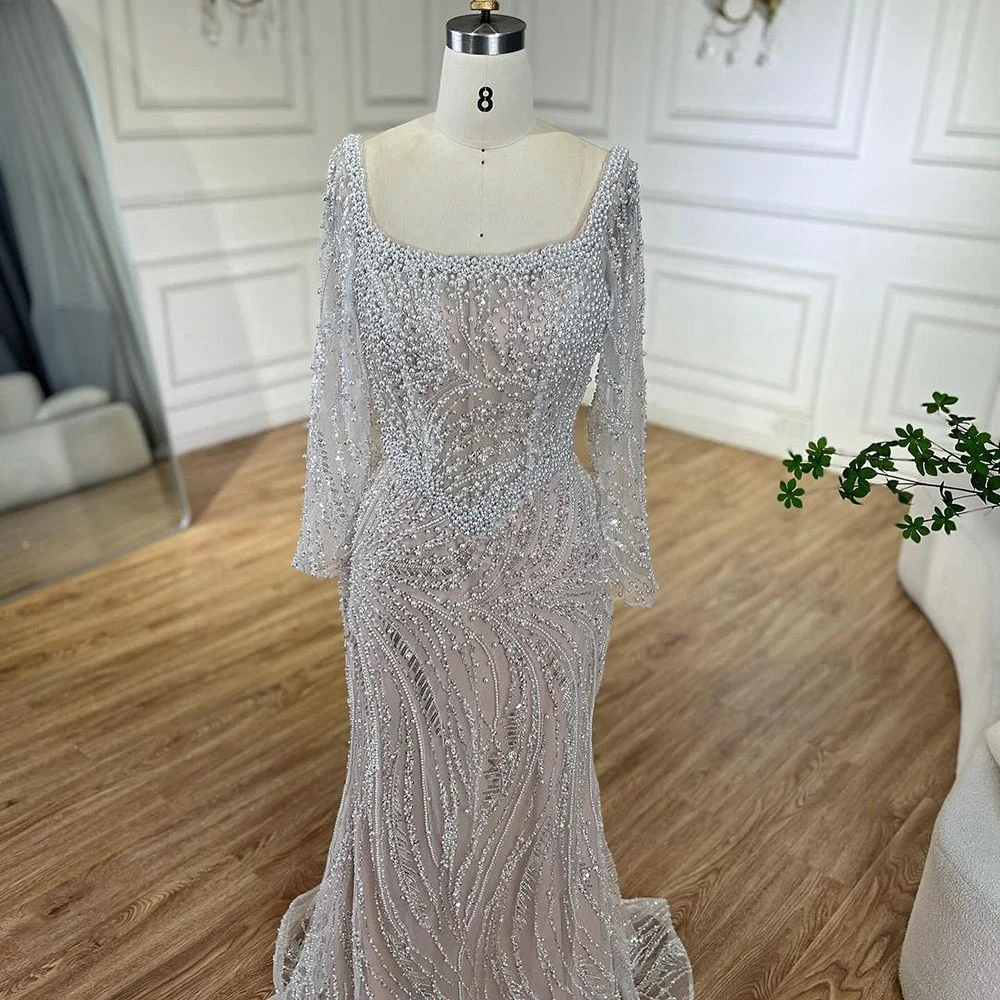 Long Sleeves Pearls Beaded Mermaid Evening Dresses Serene Hill LA72266A Formal Party Gowns 2024 for Women