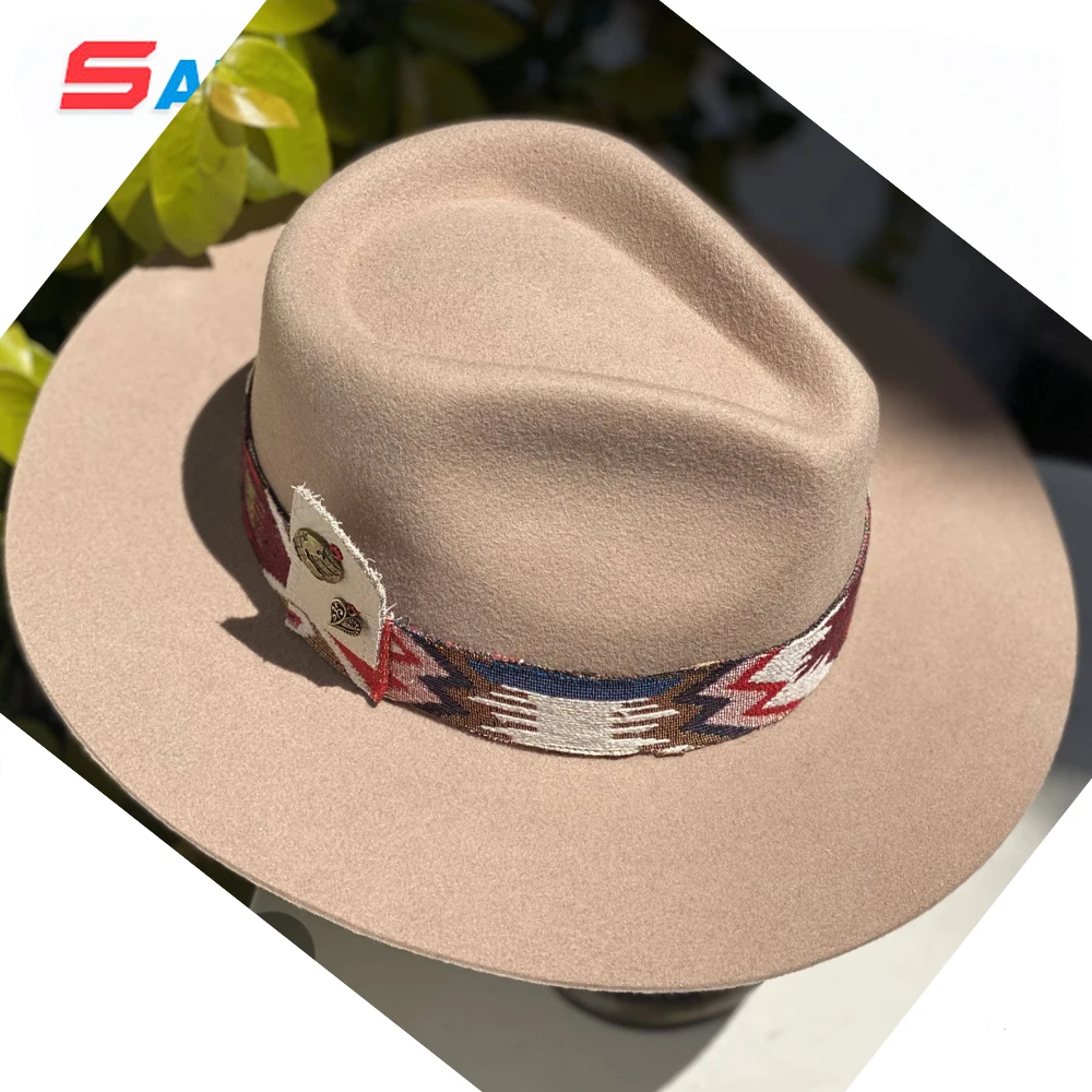 Оптовая продажа, верблюжья круглая шерстяная шляпа cowgirl, Женская фетровая шляпа