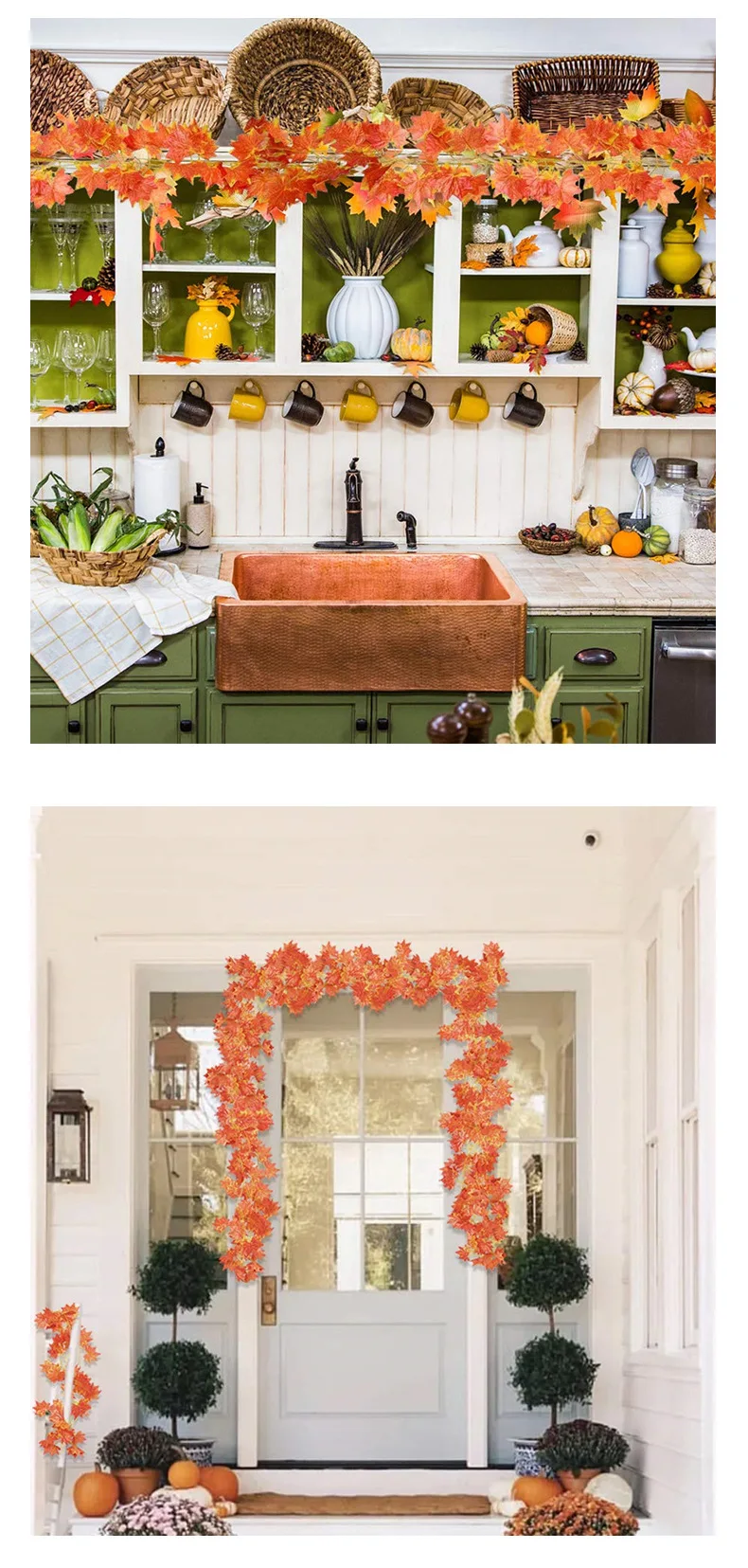 Artificial Flower 12 pcs artificial Autumn Maple rattan Garland artificial hanging vine Thanksgiving family ornamental flower