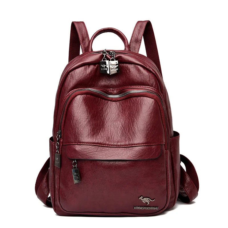 2024 new large-capacity ladies backpack Korean casual leather backpack