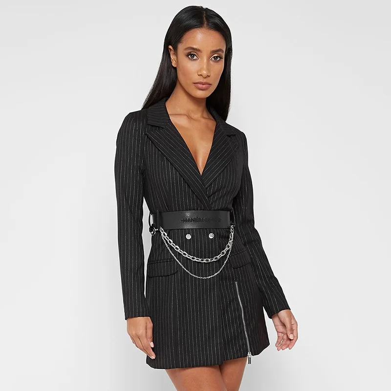 B4168  new arrival fashion women clothing long sleeve zipper blazer dress ladies MINI dress women office casual clothing