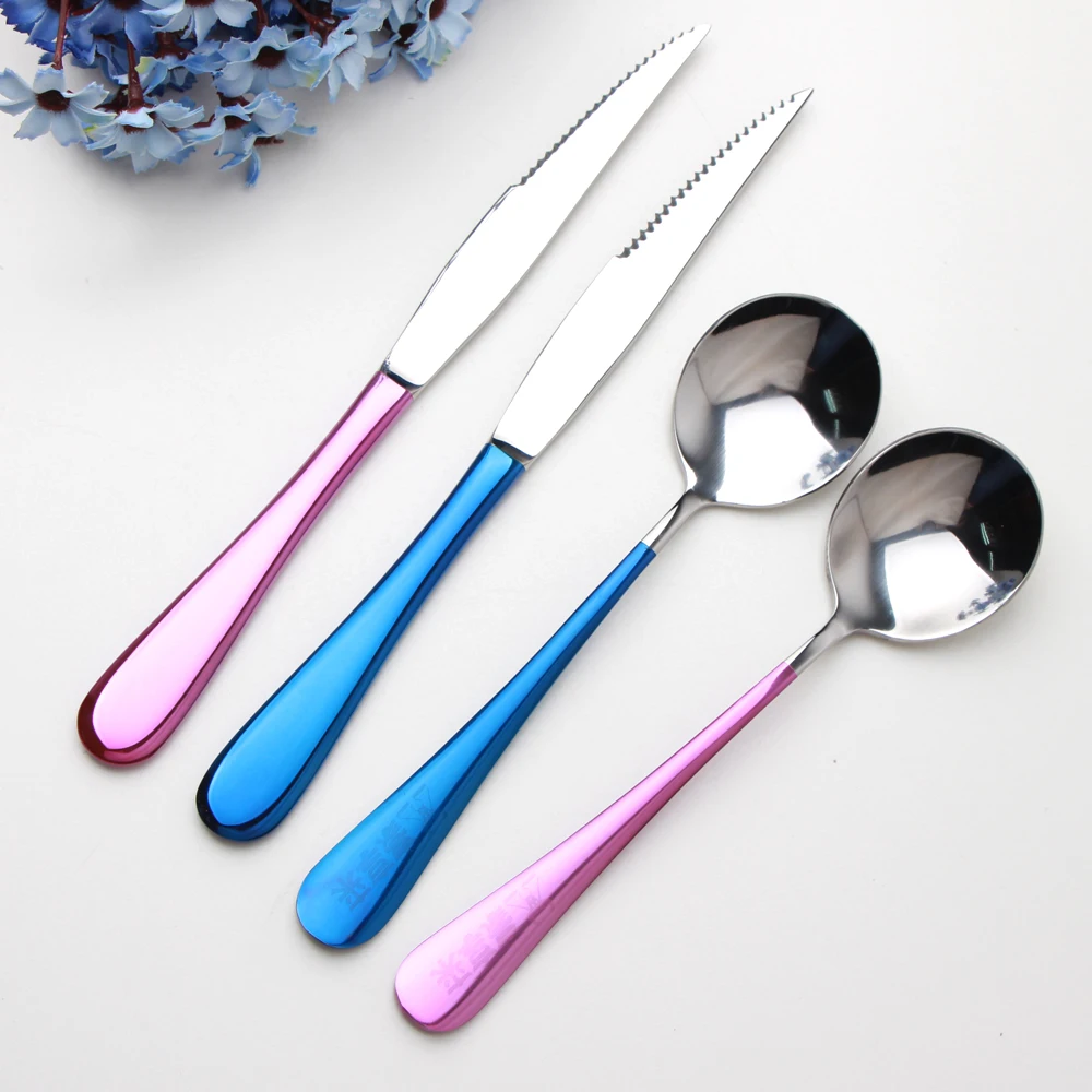 stainless steel 304 spoon household creative long handle Korean fine gold dinner dessert spoon