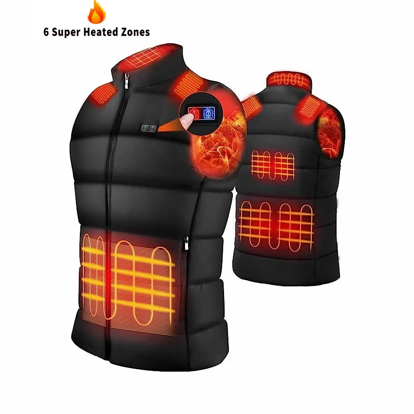 Winter Custom Logo Rechargeable Electric Battery Warm Mens Sleeveless Cotton Waistcoat Thermal Heated Vest
