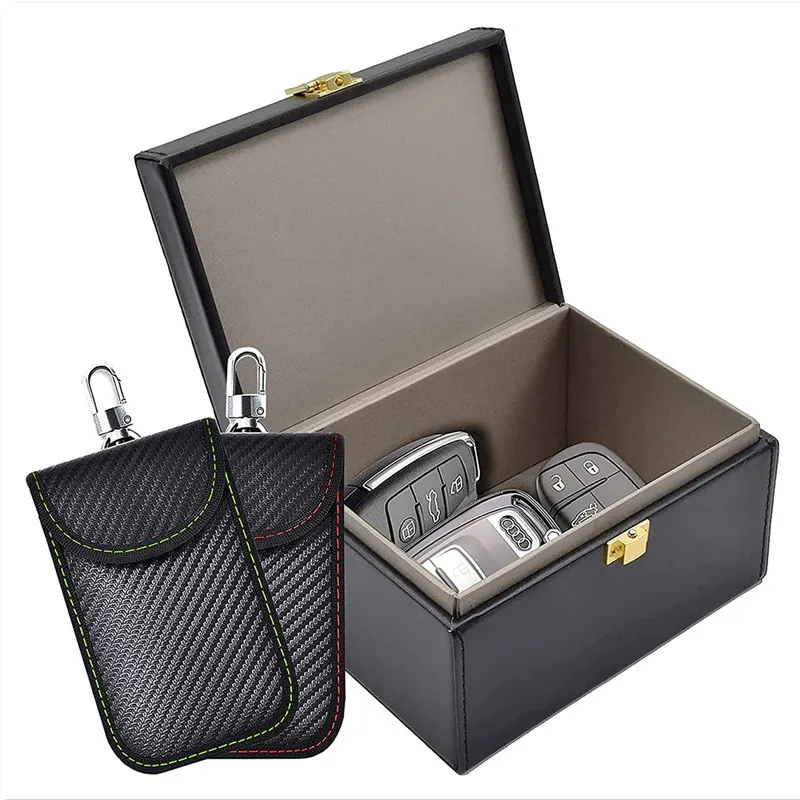 High Quality Leather Signal Blocker for Car Keys RFID Signal Blocking Box Keyless Entry Car Key Safe Protector