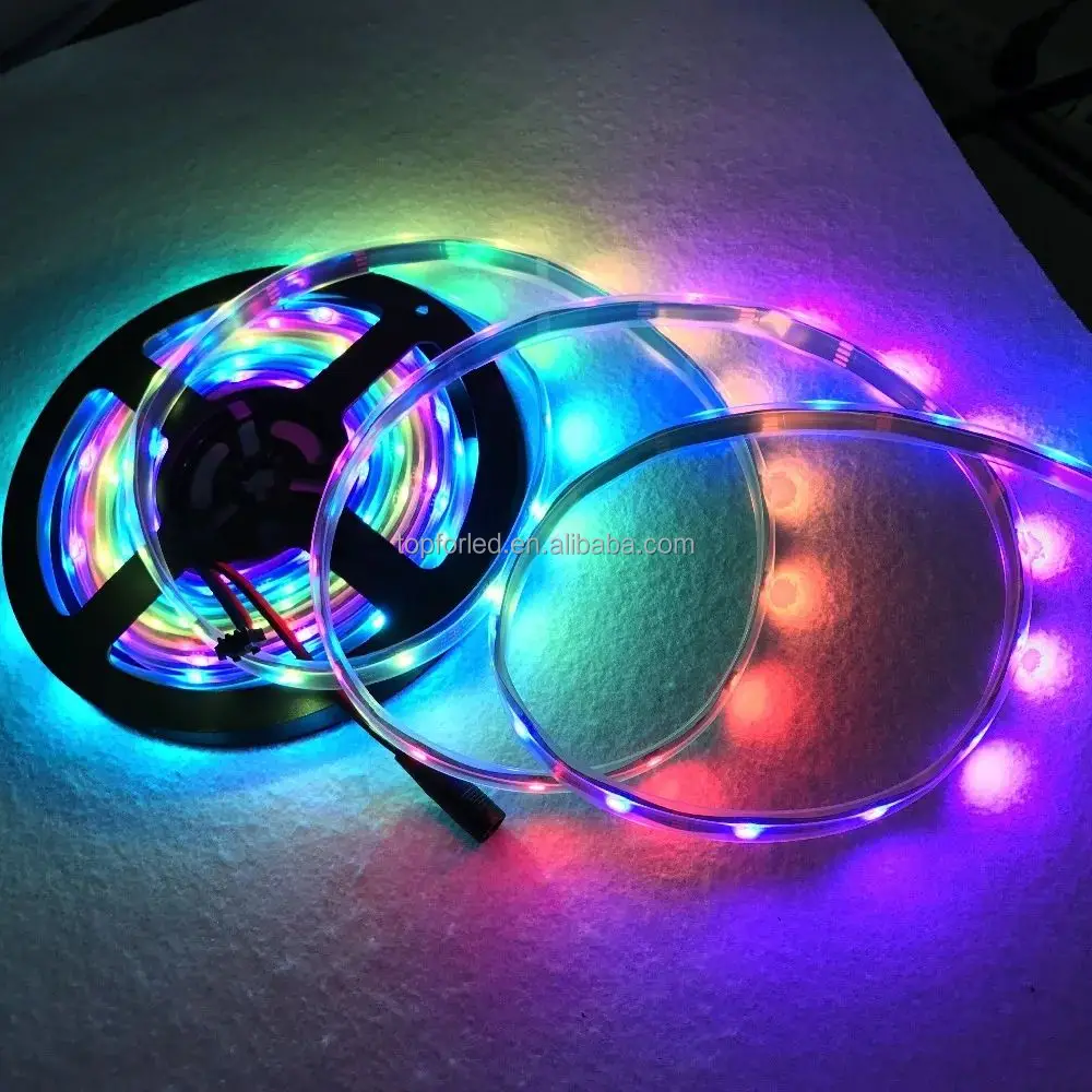 DC12V WS2815 RGBIC Individually Addressable Dual Signal 30 60 144 Pixels White Black Waterproof 12V WS2815 LED Strip Lights