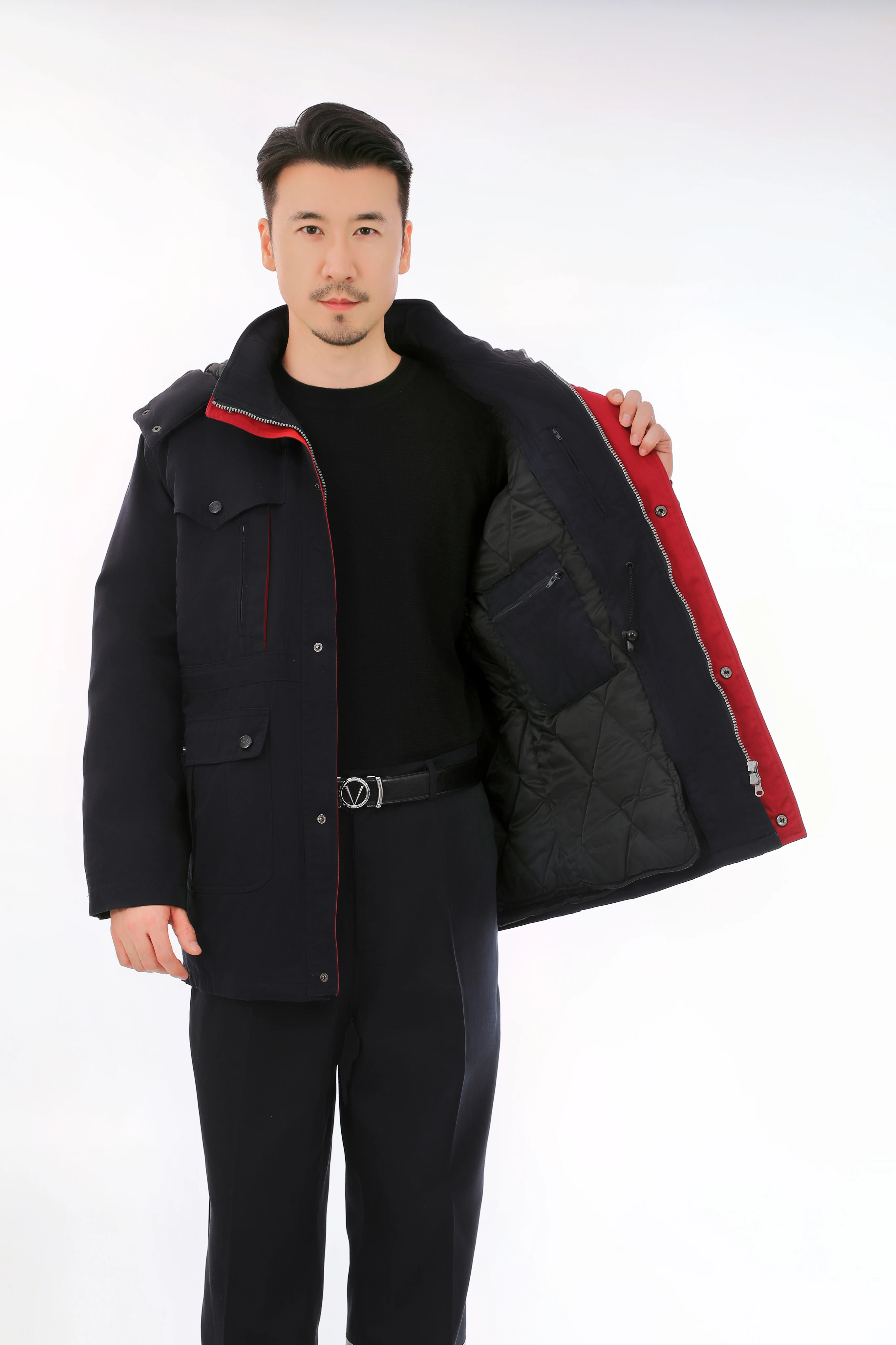 Customized Winter Warm Uniform Suit with Detachable Hood for AERO Industry