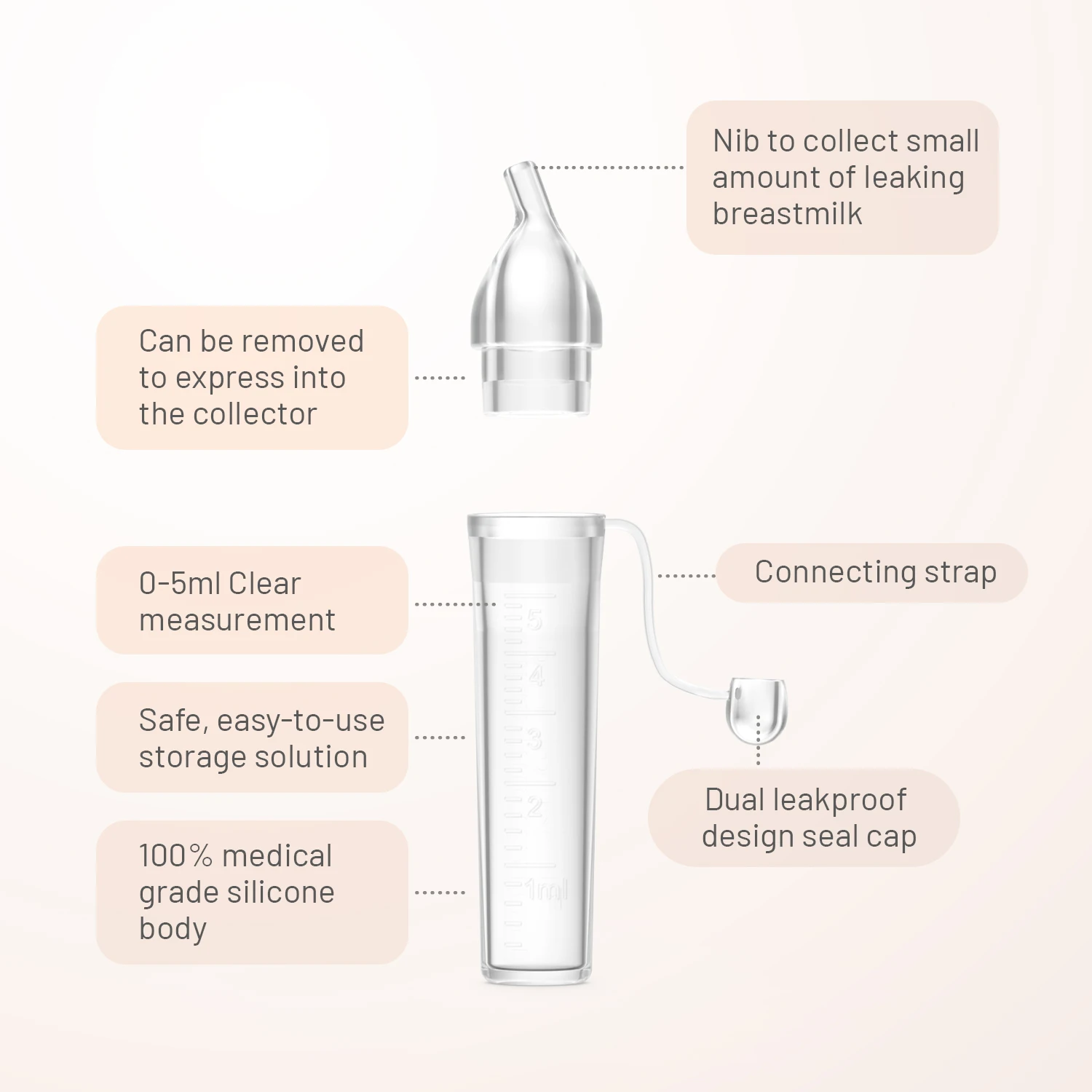 HORIGEN BPA Free 5ML Colostrum Collector Baby Feeding Silicone Breast Milk Collector for 0-12 Months Usage in Food
