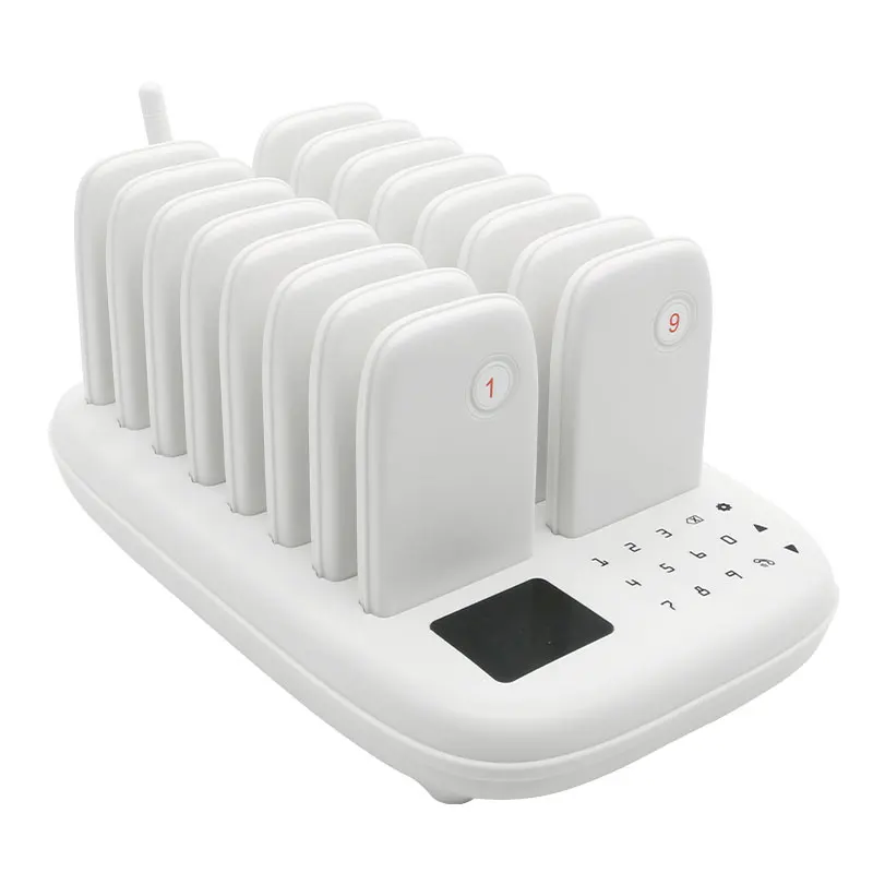 WirelessLinkx Restaurant Beeper Queue Customer Guest 16 White Wireless Pager System For Clinic Coffee Shop Church Food Truck