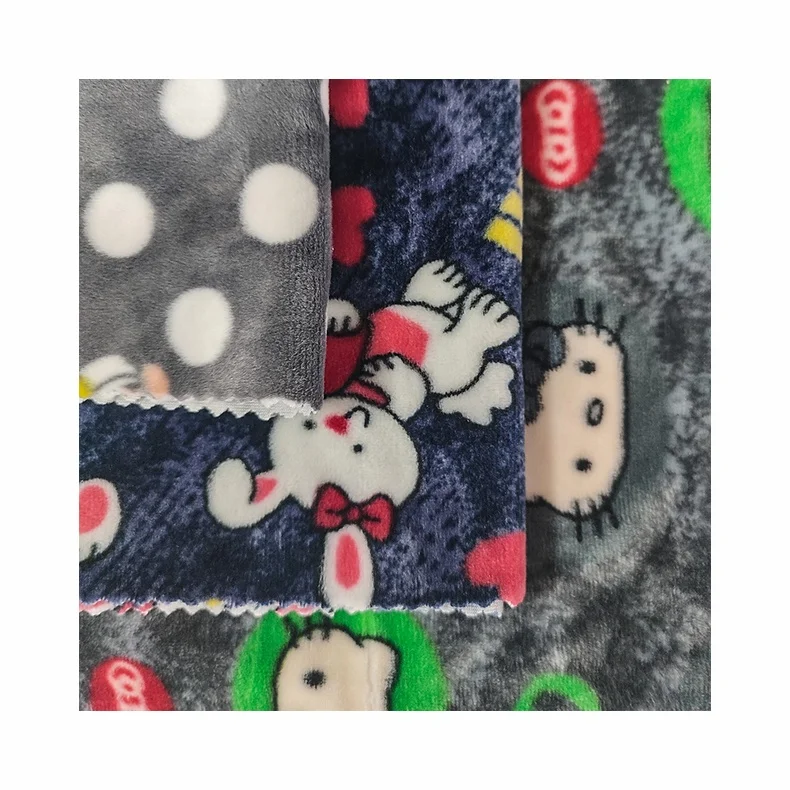 Customized Cute Cartoon Printed Spandex Super Soft Fabric For Home Textile
