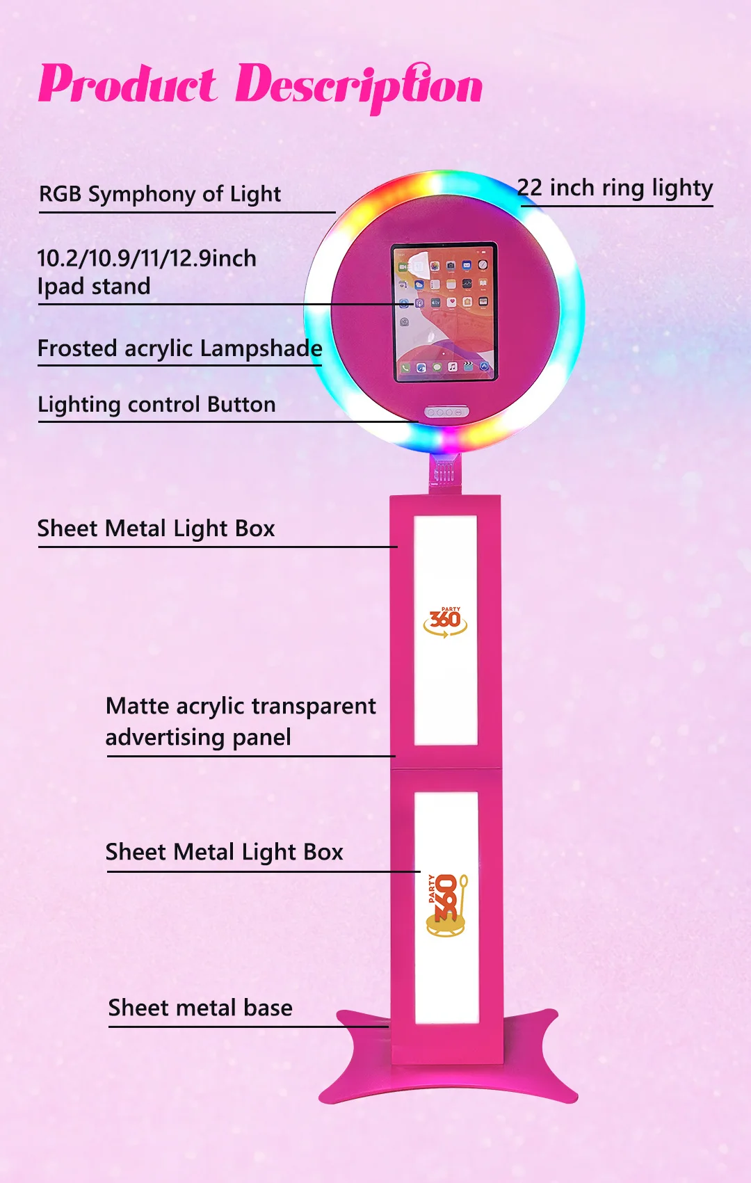 Индивидуальный бесплатный логотип в форме сердца Rgb Ipad Photo Booth коммерческая аренда Salsa