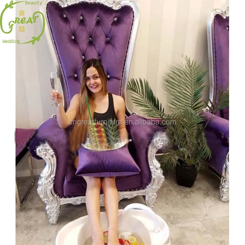 Antique salon pedicure spa chair luxury white high back throne pedicure chair