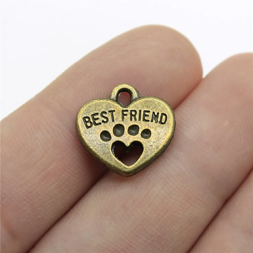 14x15mm Charms Heart Best Friend Tibetan Silver Pendants Antique Jewelry Making Diy Handmade Craft