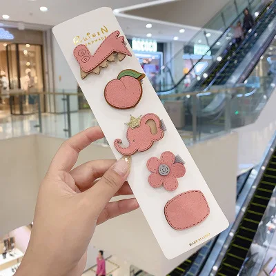 
New design fashion 5 pcs/set baby girl accessories cute color flower fruit avocado kids hair clip 