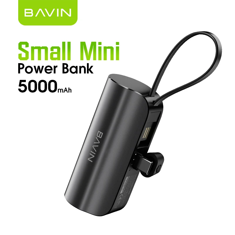 BAVIN Custom High Quality 5000MAH Portable Mini Outdoor Travel Cell Mobile Phone Power Bank with USB Cable