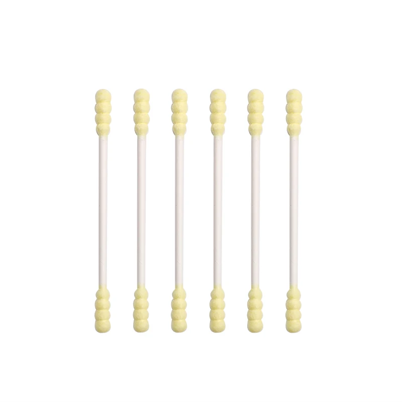 Absorbent Natural 200 Pieces Yellow Double Screw Head Paper Stick Cotton Swab Suitable for Ear Hygiene and Makeup Removal