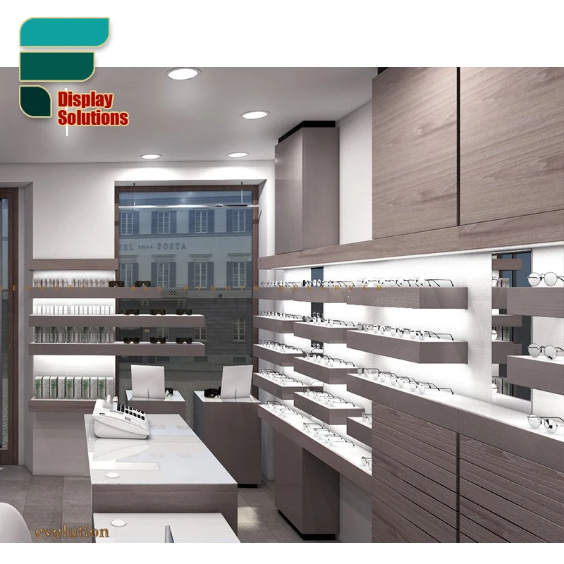 Optical Shop Furniture Modern Wooden Style Design Sunglasses Kiosk Display Optical Shop Display Advantage