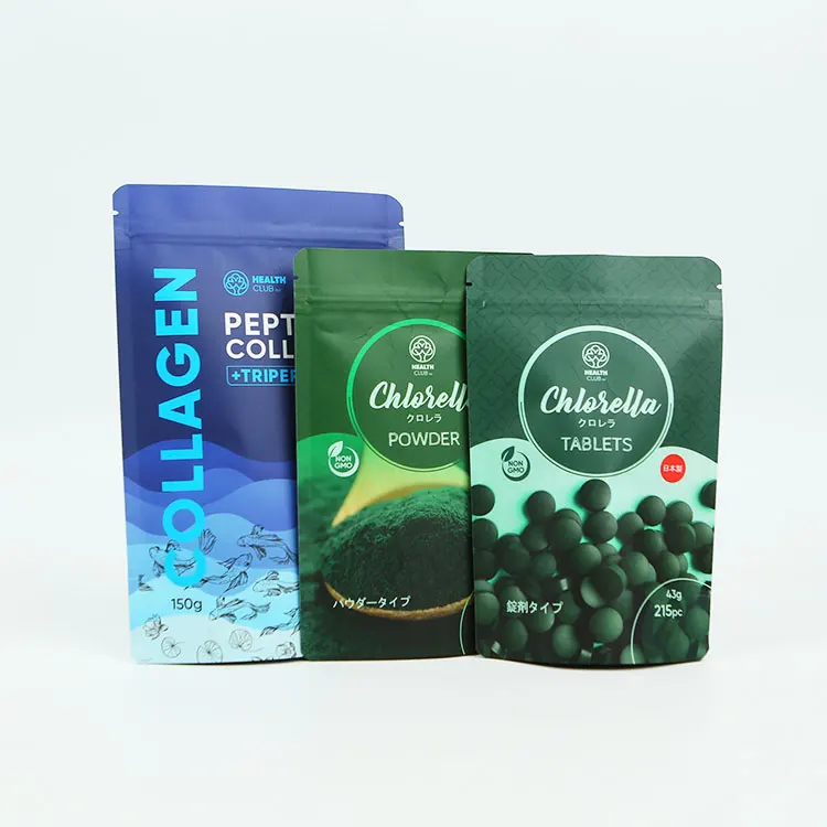 Custom printed eco-friendly plastic matte pouch laminated foil small mylar powder packaging tablet powder bag