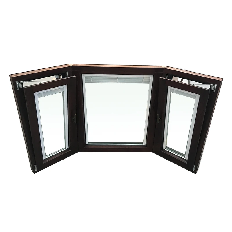 2024 China Manufacturer Cheap Price Bay Bow Casement Windows Aluminum Tempered Glass Wood Tilt & Turn Windows for Depot & Home