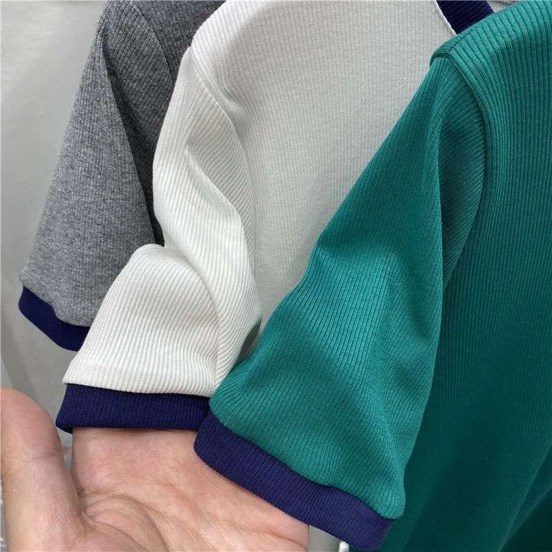 Custom Women Ringer T Shirt O-Neck 180 Grams Short Sleeve Tagless Blank t shirt 100%Cotton/Polyester black ringer tshirt