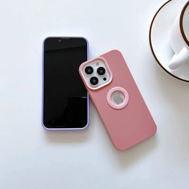 Display logo hollow carved design Liquid TPU phone case for iPhone 13 Pro max