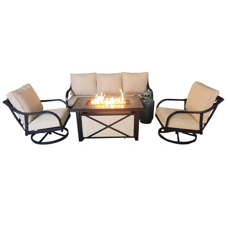 
Outdoor Garden Patio Furniture Sofa 4 Piece Cushion Aluminum Fire Pit Set  (62219006566)