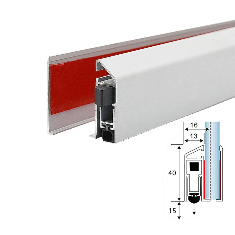 Custom 300-2000 mm Aluminum bottom door seal self-adhesive wooden and glass door automatic door bottom drop down seal