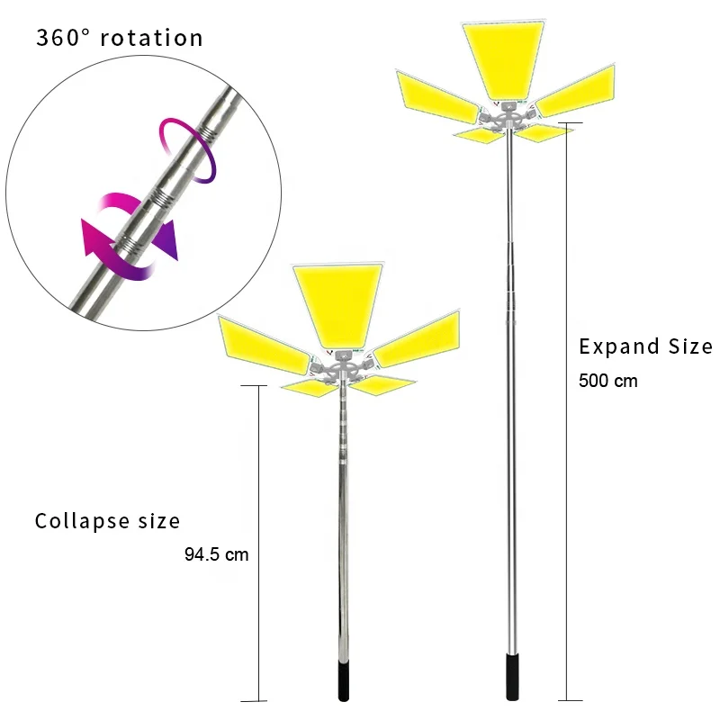  Manufacturer Outdoor Multifunction Lamp DC 12V Telescopic Metal Rod Light Remote Control LED Camping Lantern