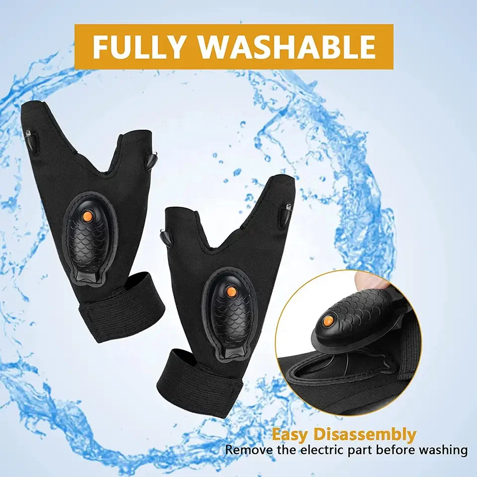 Hot Selling Fingerless Glove LED Flashlight Waterproof Outdoor Tool Fishing Camping Hiking Multi Light Gloves