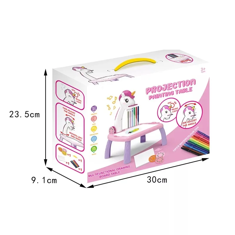 High Quality Unicorn Projection Children Drawing Board Cute Multifunctional Drawing Board Toys Projector For Drawing