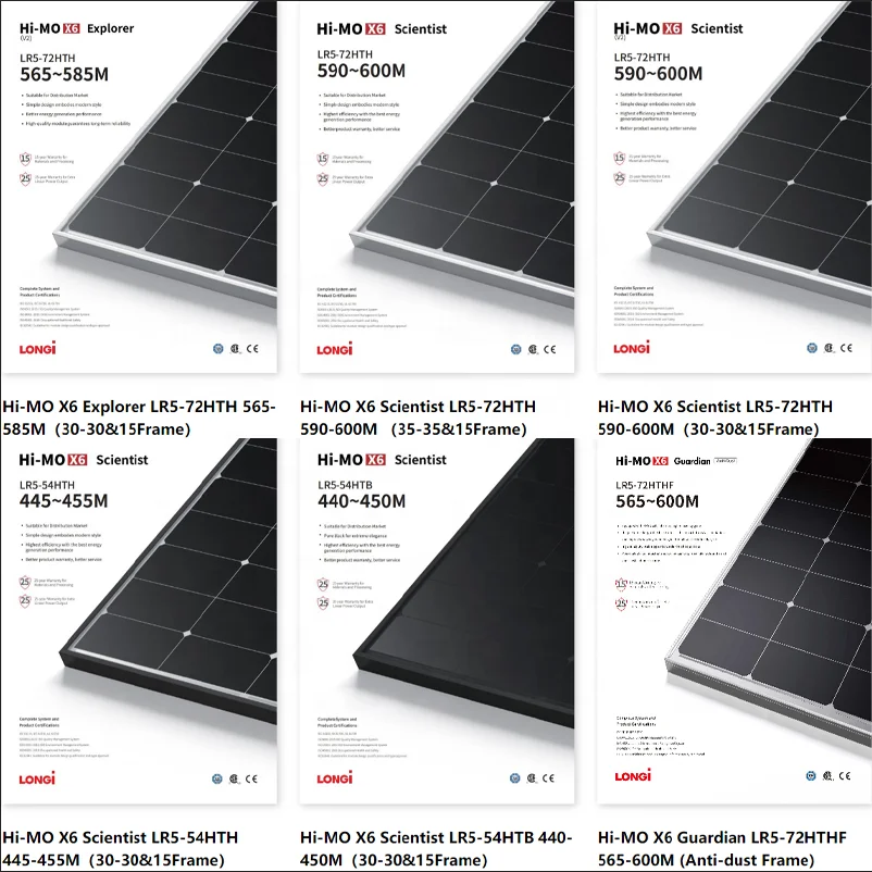 Original Longi Hi-mo 7 Solar Panels 560w 570w 580w 590w Bifacial Pv Module With Dual Glass For Solar Energy System