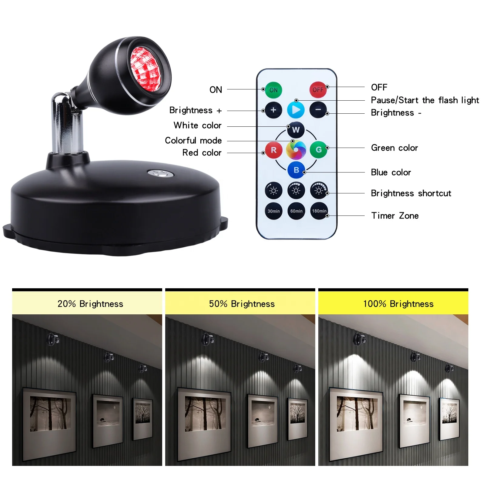 Factory Direct Sales Of Ultra Long Lifespan Led Light Sources With 16 Color Adjustable Atmospheres And No Wiring Spotlights With