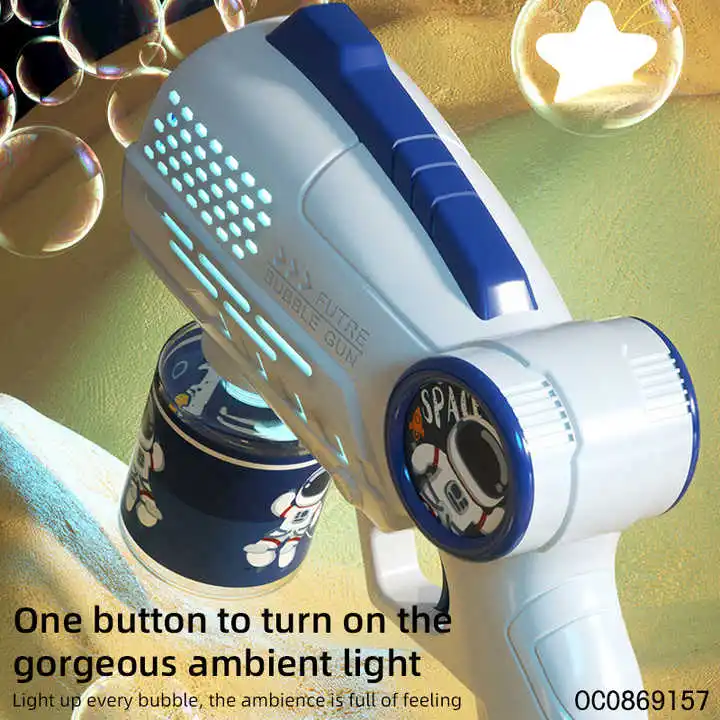 2024 Multi holes kids 90ml bubble water space bubble gun for sale with led light