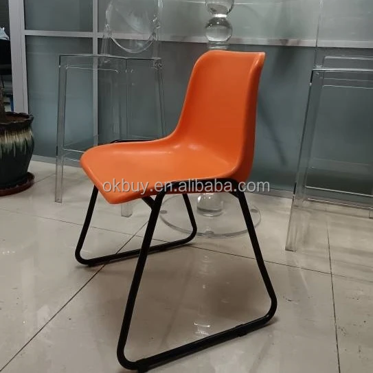 wholesale modern high quality Multi-color custom plastic seat metal Sled leg simple Nordic home dining room chairs Stools