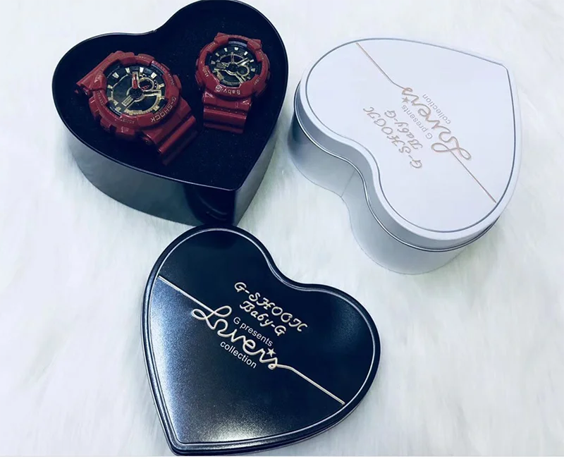 WYGICOO Gold Plated Black Men Women Wristwatch Lover Gift Sets Couple Watch With Gift Box