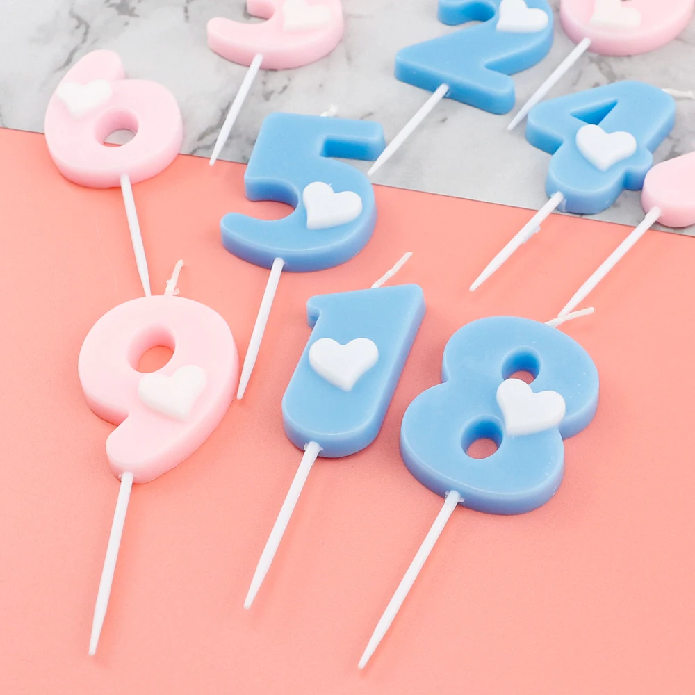 Hot Selling Cute Heart Decoration Number Birthday Candles For Kids Birthday Party From Manufacturer