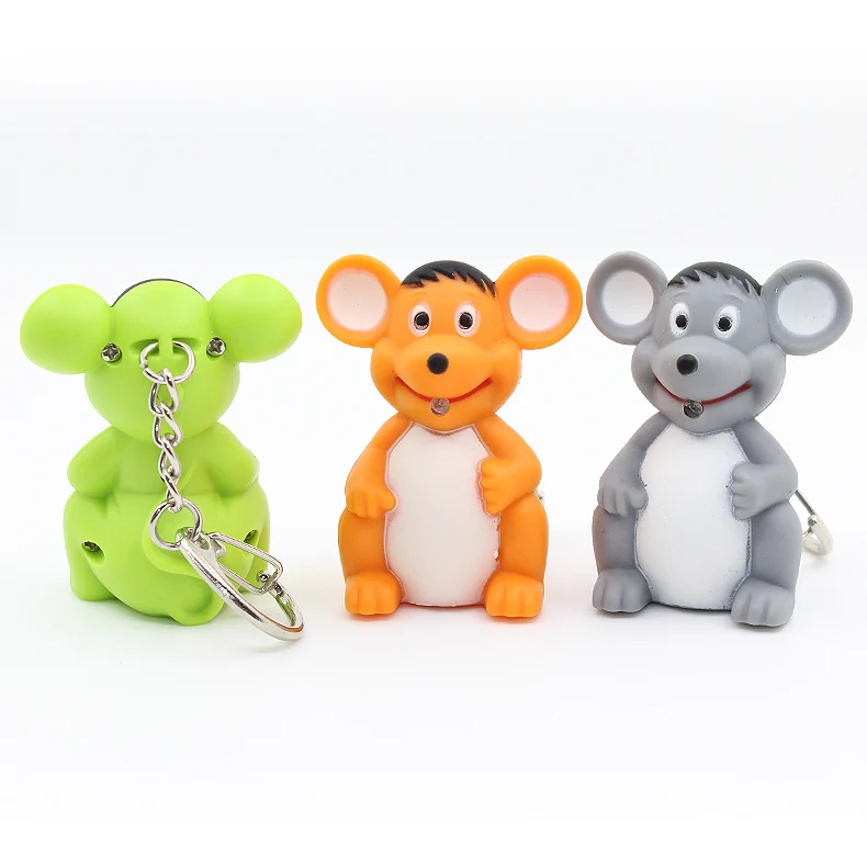 Innovative led flashlight keychain Rat Mice key holder