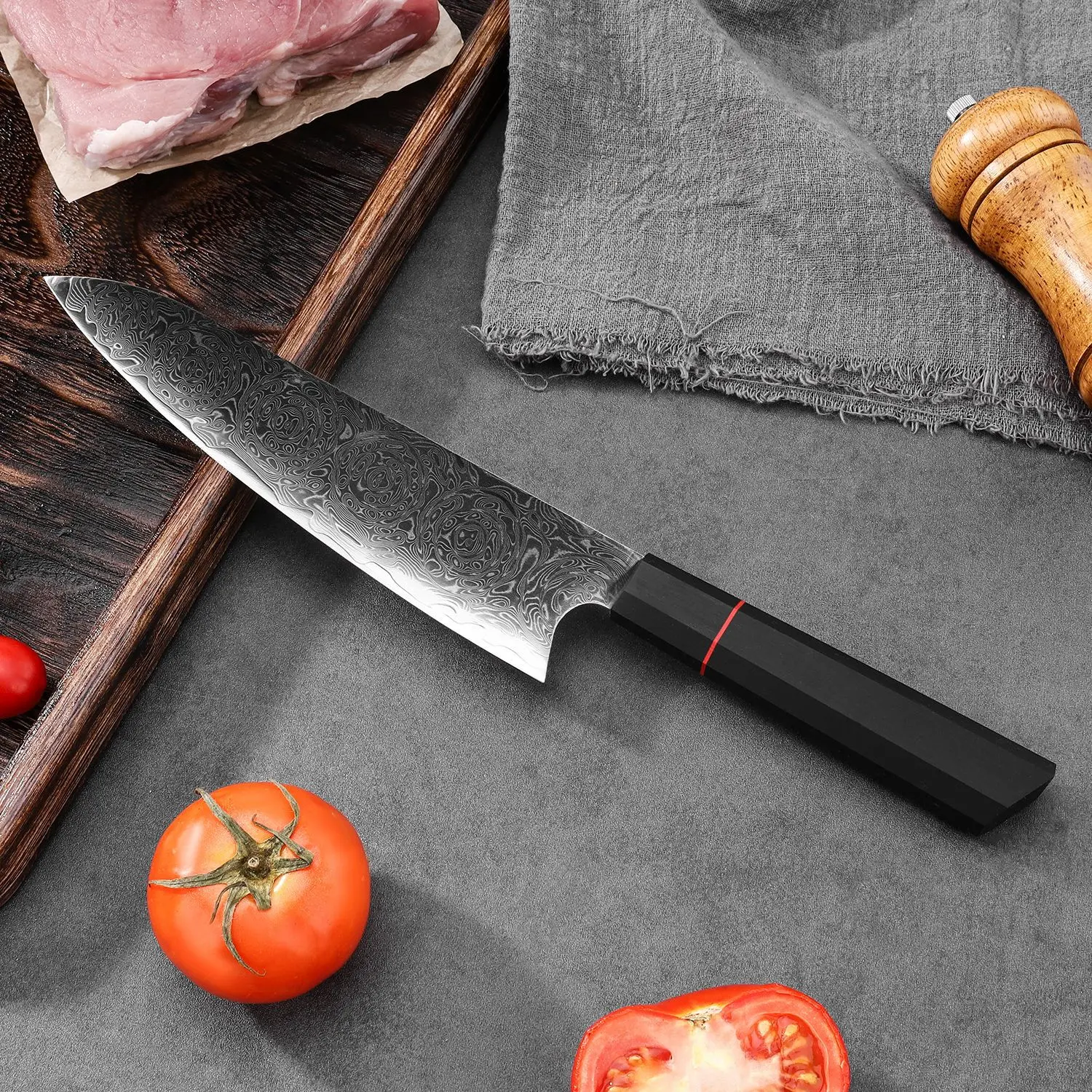 67 Layers Damascus Chef Knife Nakiri Kiritsuke Paring Knife Professional Kitchen Knives with  Wood Handle