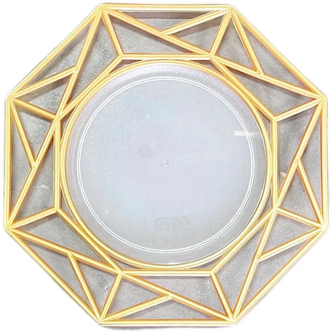 Wholesale Elegant Gold Rimmed Wedding Charger Plates Custom luxury glass plate with gold rim for wedding birthday party service