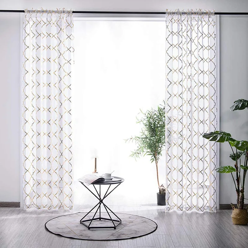 Kingland Textiles Voile Fabric Curtains Polyester Fabric Window Foil Printed Sheer Curtains for the Living Room