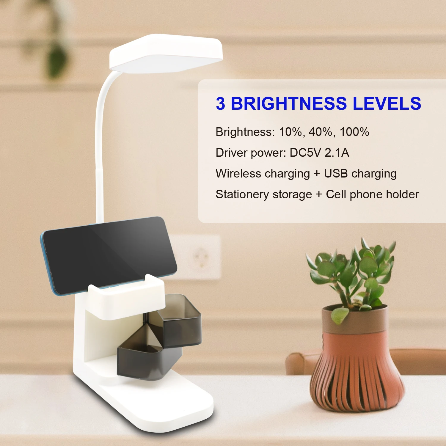 Modern Hotel BedSide led reading desk lamp Bedroom Decor minimalist pen box Table Lamp with pen hold