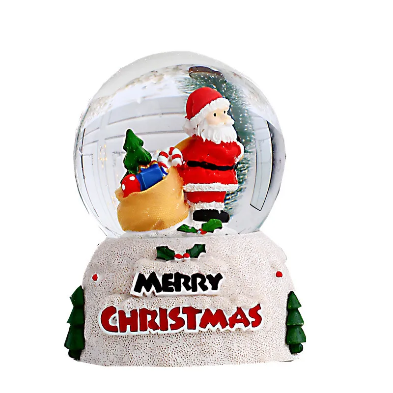Hot selling custom mini glitter luminous glass christmas snowman crystal snow globe ball for decoration